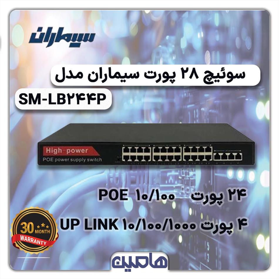 سوئیچ شبکه 28 پورت سیماران مدل SM-LB244P