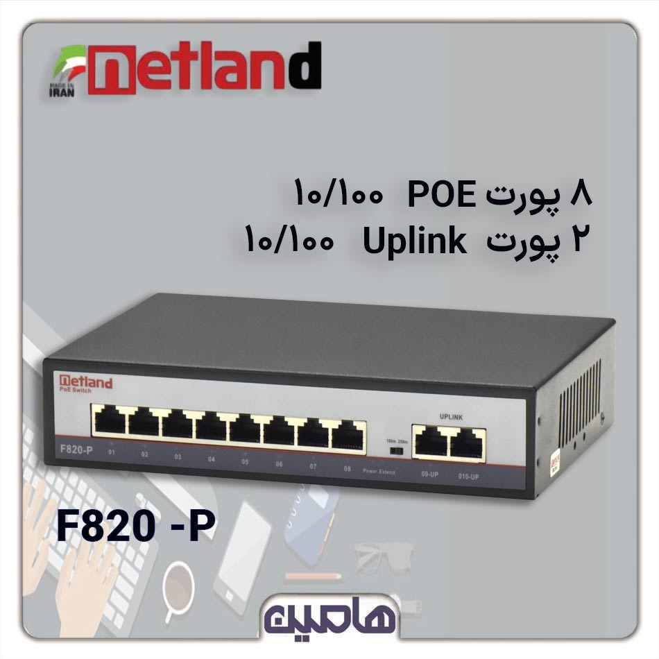 سوئیچ شبکه 10 پورت Netland مدل F820-P